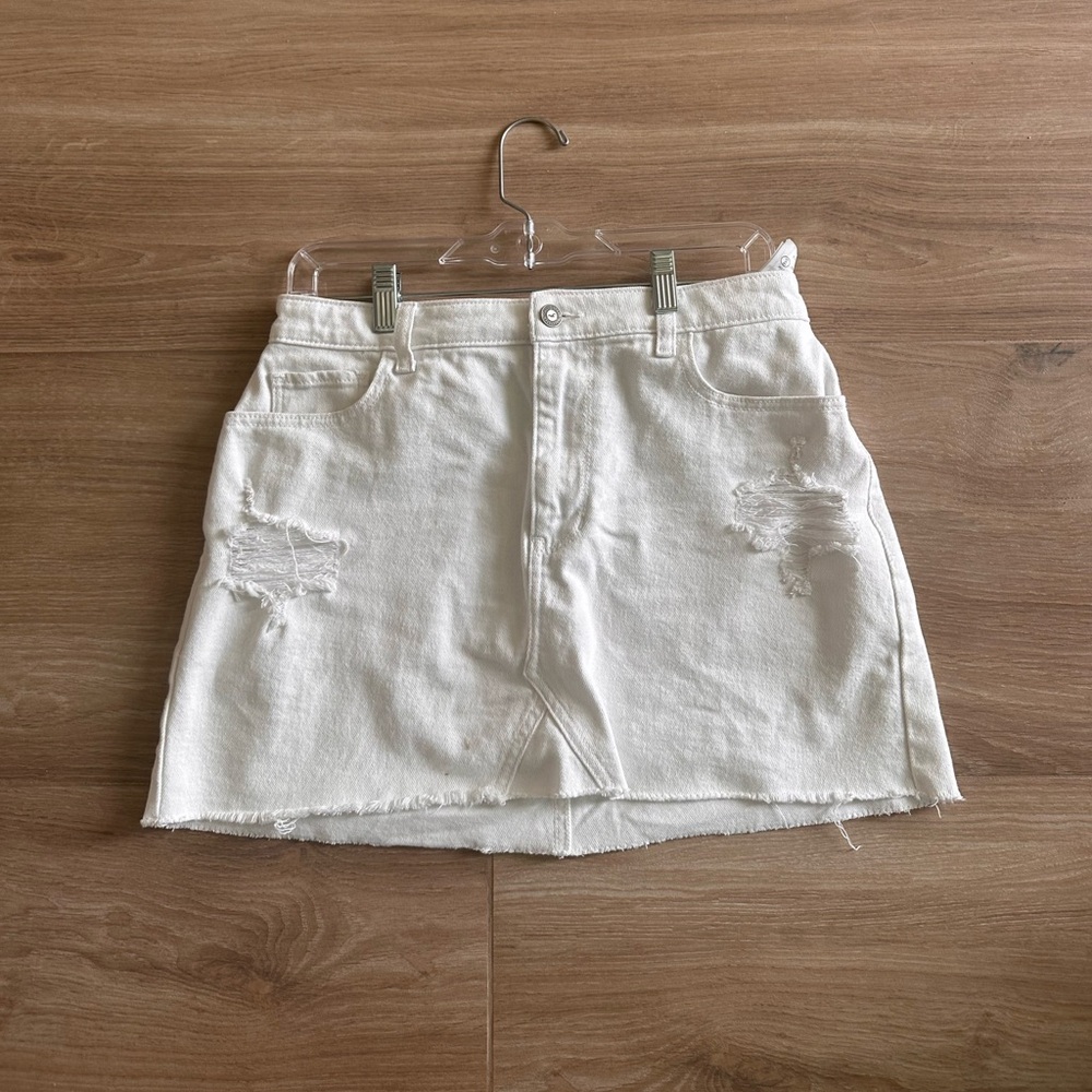 HOLLISTER WOMENS WHITE DENIM SKIRT